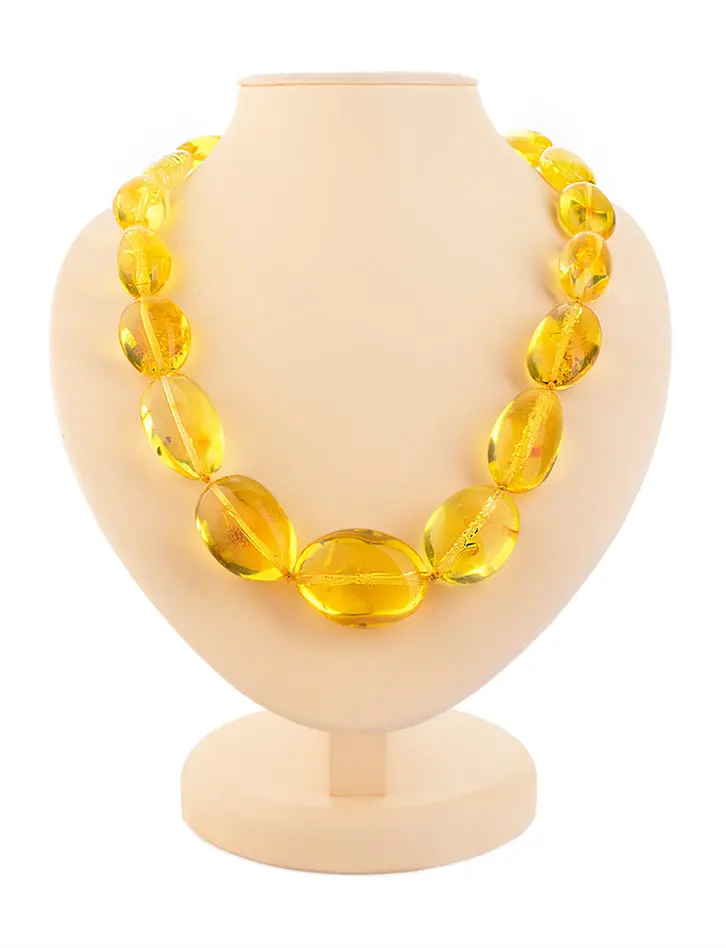 картинка Роскошные бусы из цельного янтаря «Слива лимонная объёмная» в онлайн магазине