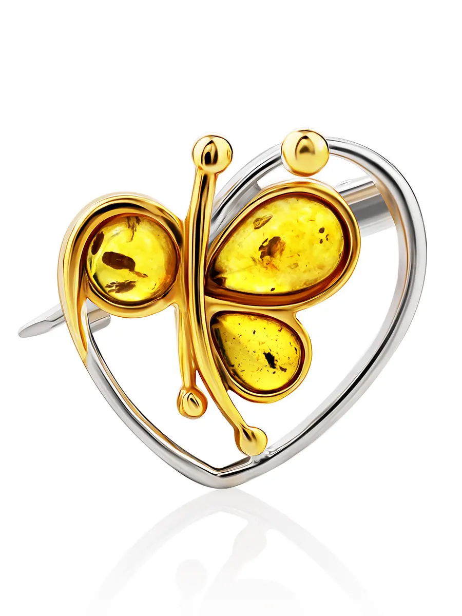 картинка Красивая женственная брошь из золотистого янтаря «Апрель» в онлайн магазине