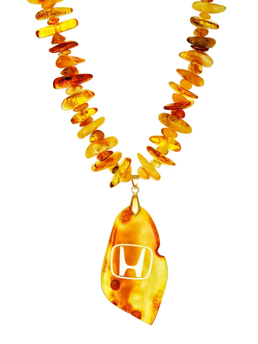 картинка Подвеска на зеркало заднего вида из натурального янтаря с логотипом «Хонда» в онлайн магазине