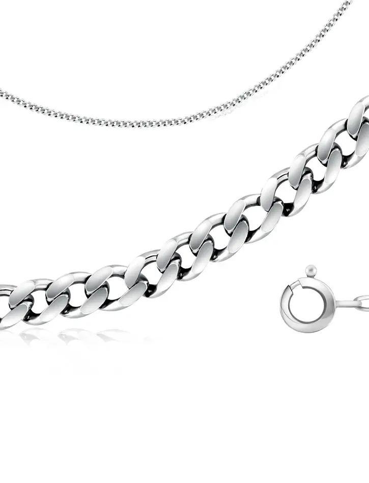 картинка Тонкая цепочка из серебра, панцирное плетение в онлайн магазине