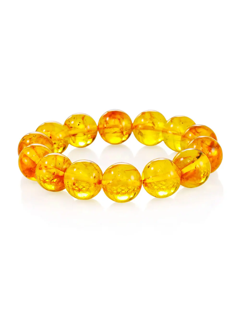 картинка Браслет из янтарных формованных бусин-шаров с инклюзами в онлайн магазине