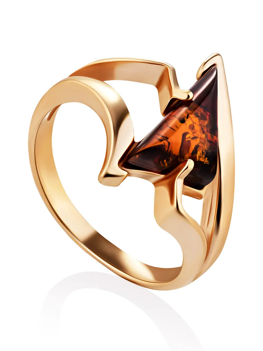 картинка Кольцо «Герника» с натуральным коньячным янтарём в онлайн магазине