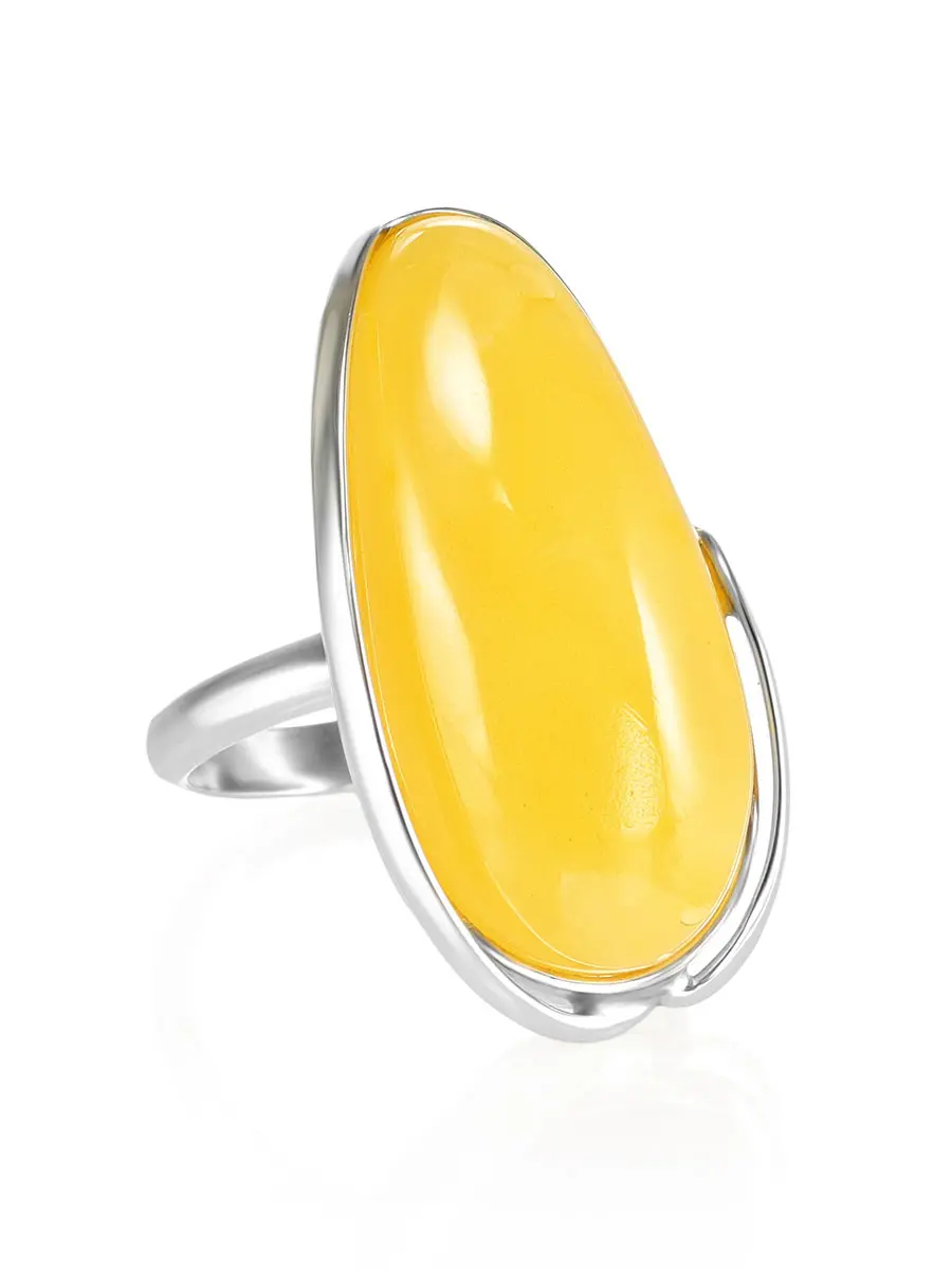 картинка Кольцо с вставкой медового янтаря «Лагуна» в онлайн магазине