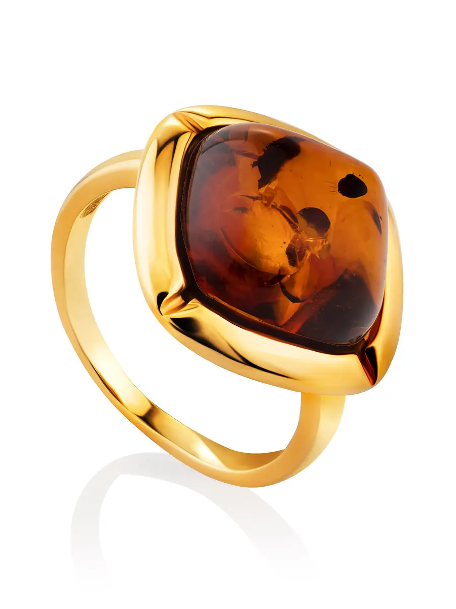 картинка Элегантное кольцо «Зефир» с натуральным янтарём в онлайн магазине
