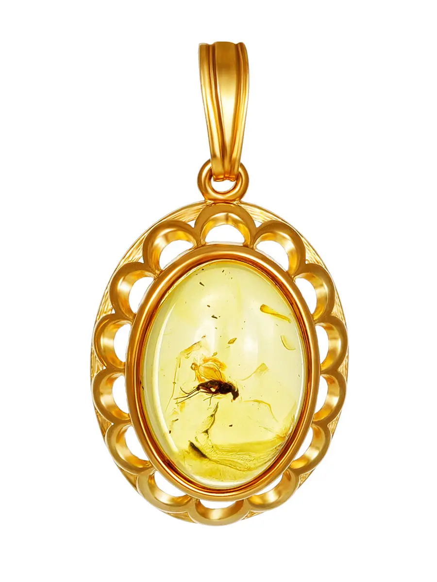 картинка Подвеска «Клио», украшенная натуральным янтарём с мушкой в онлайн магазине