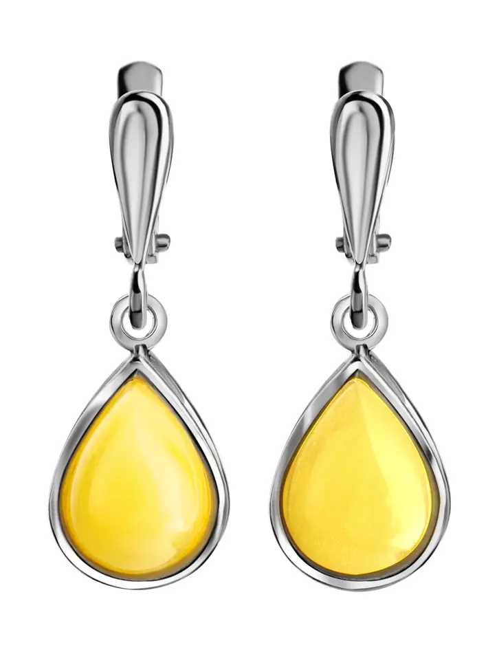 картинка Небольшие серьги «Фиори» из серебра с медовым янтарём в онлайн магазине