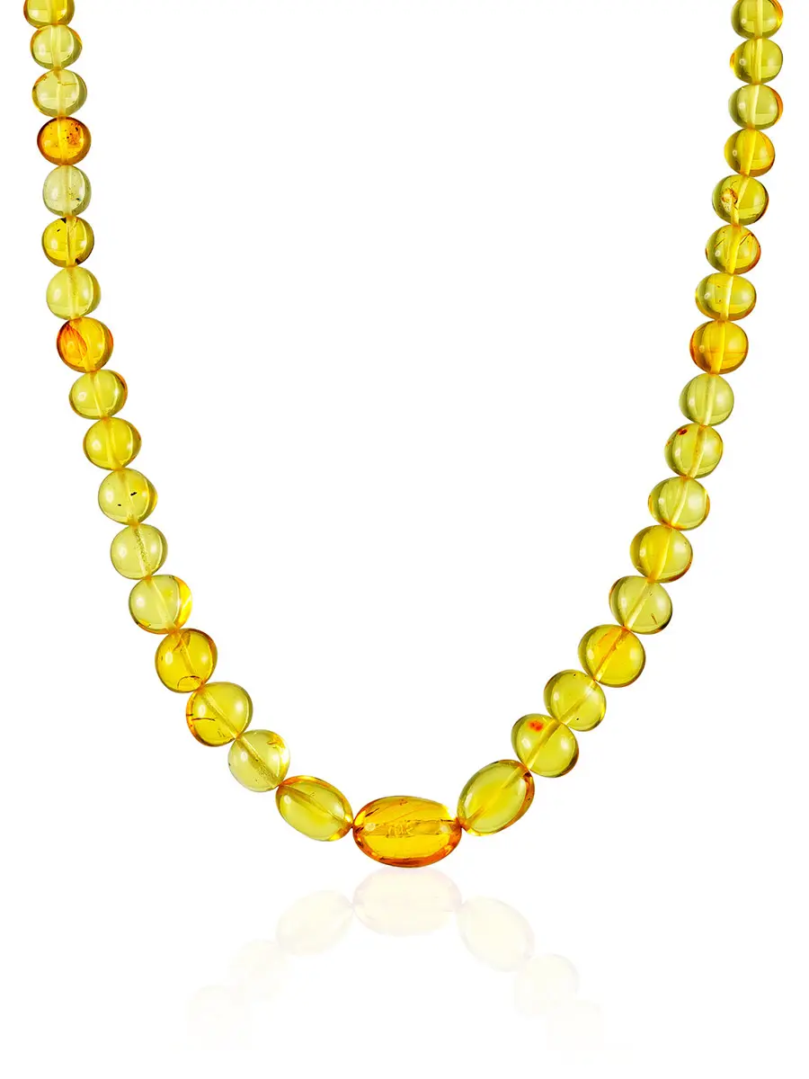 картинка Сияющие янтарные бусы из цельного лимонного янтаря «Оливка лимонная» в онлайн магазине