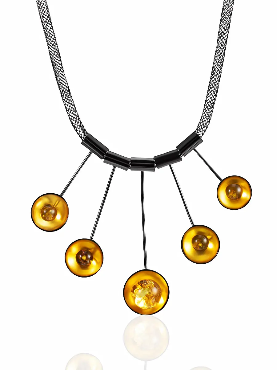 картинка Легкое оригинальное колье «Янтарная ложка» из натурального янтаря в онлайн магазине