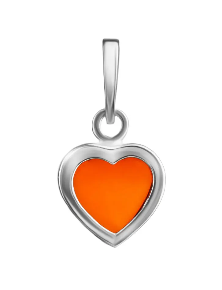 картинка Миниатюрный кулон в форме сердца из вишнёвого янтаря в онлайн магазине