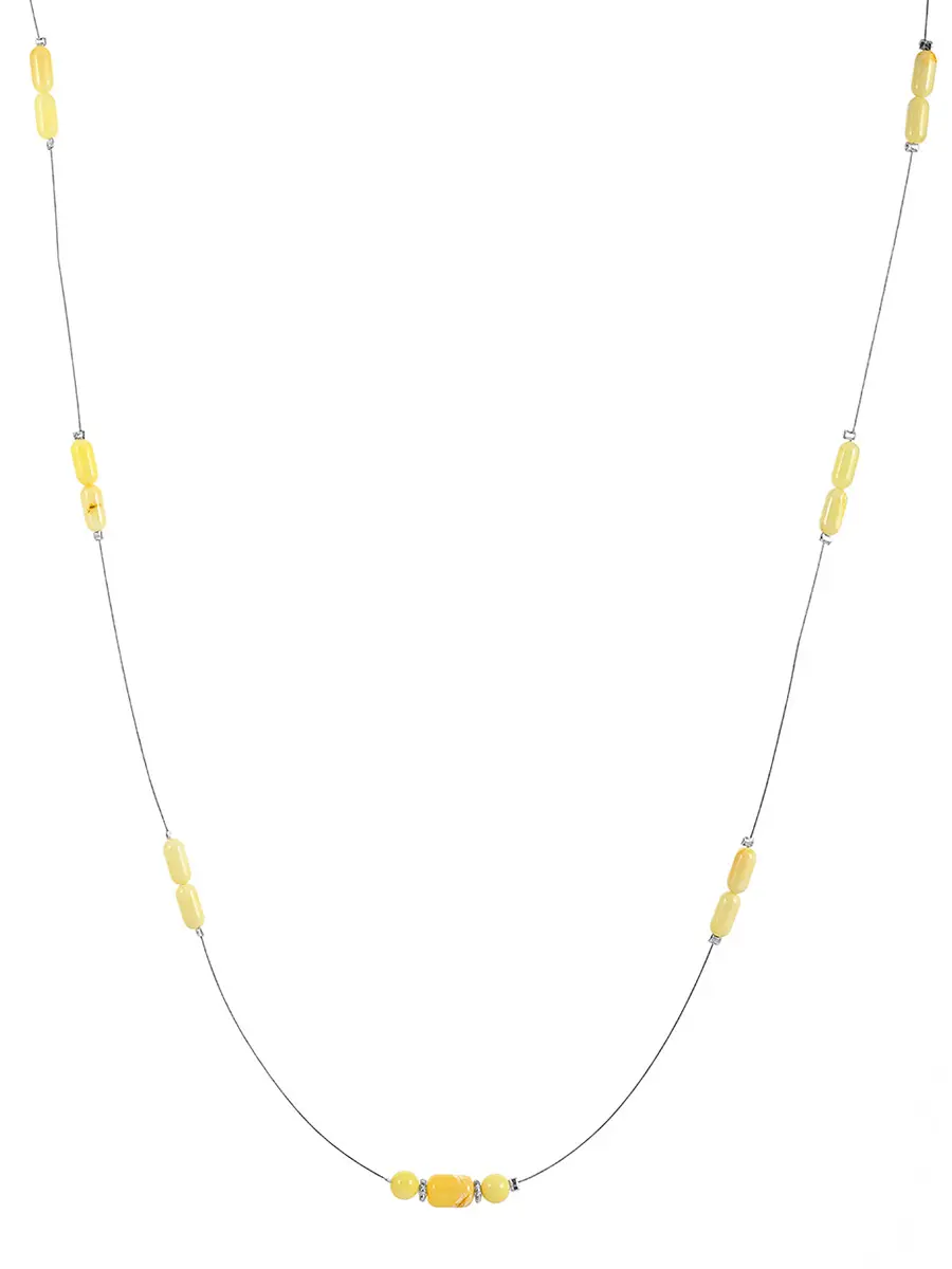 картинка Колье-струна с молочными янтарными бусинами в онлайн магазине