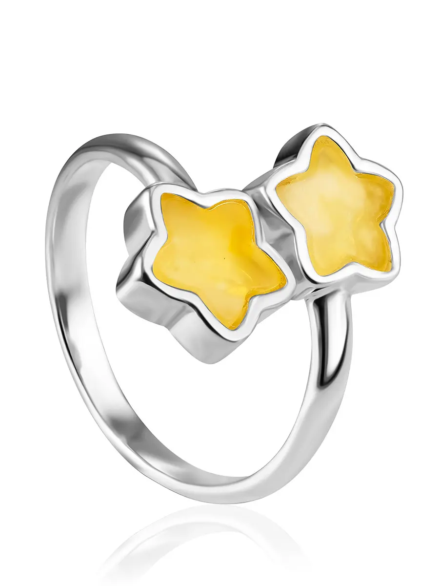 картинка Нежное кольцо «Суперстар» с медовым янтарём в онлайн магазине