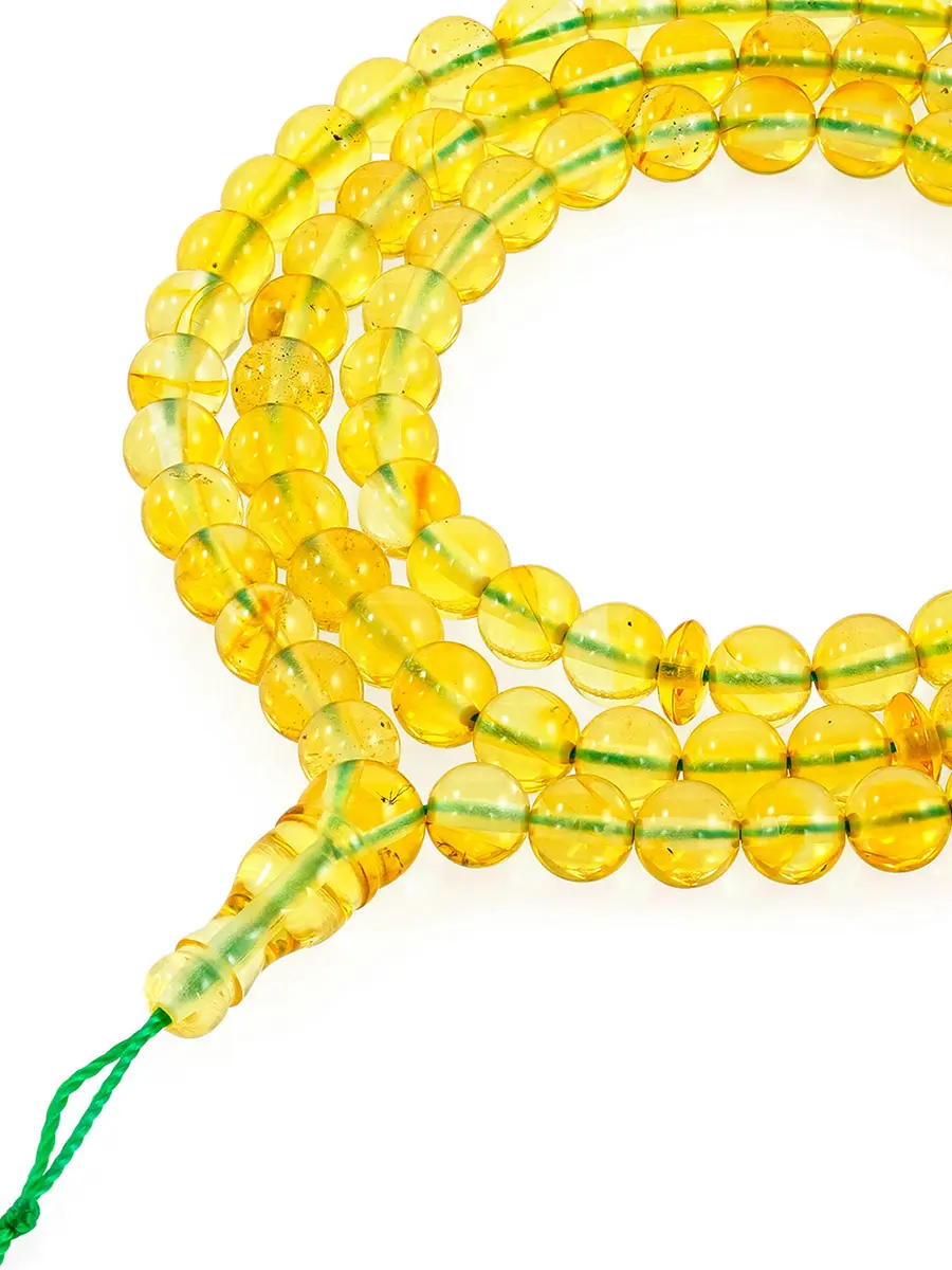 картинка Яркие чётки на 99 бусин из натурального лимонного янтаря в онлайн магазине