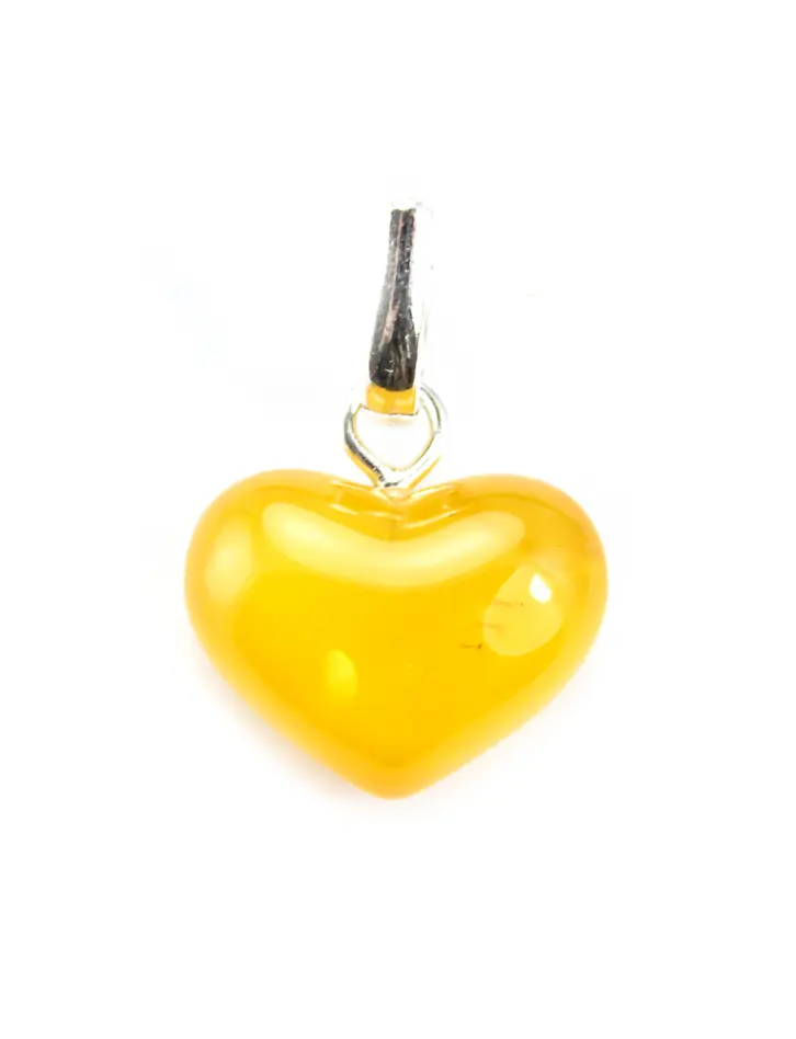 картинка Глянцевый медовый кулон из натурального цельного янтаря «Сердце» в онлайн магазине