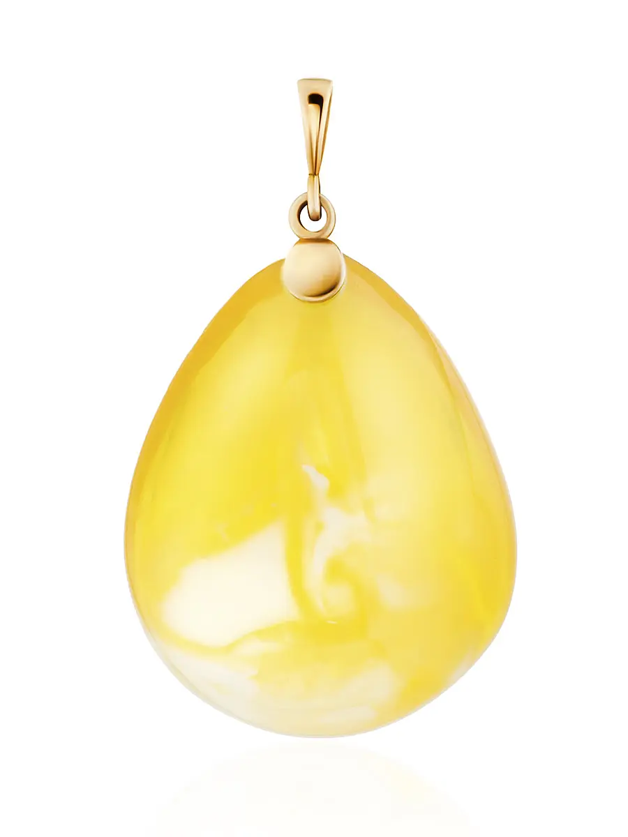 картинка Кулон из золота и натурального цельного янтаря с пейзажной текстурой в онлайн магазине