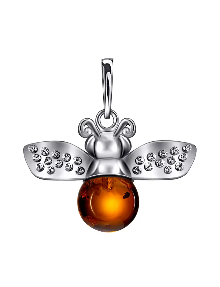 картинка Кулон «Апрель» из натурального янтаря, украшенный кристаллами в онлайн магазине