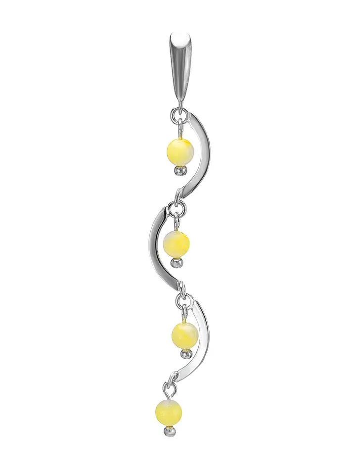 картинка Длинная нежная подвеска из серебра с натуральным медовым янтарём «Кармелита» в онлайн магазине