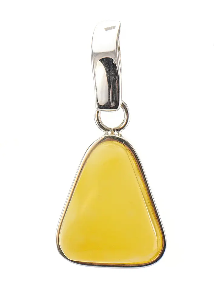 картинка Кулон из серебра и натурального колумбийского медового янтаря «Глянец треугольный» в онлайн магазине