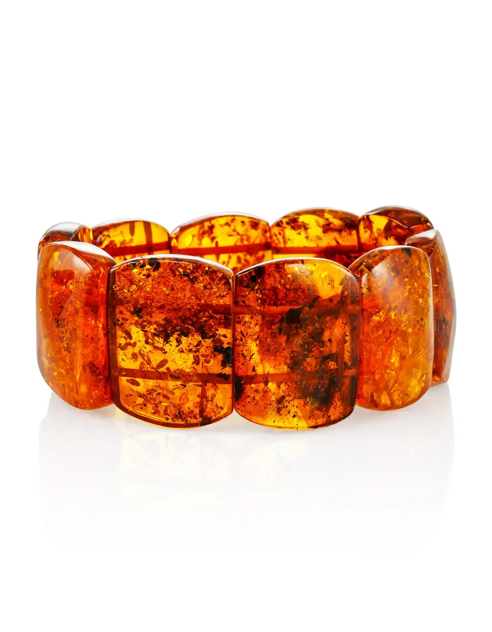 картинка Яркий браслет из натурального балтийского коньячного янтаря с природной текстурой в онлайн магазине