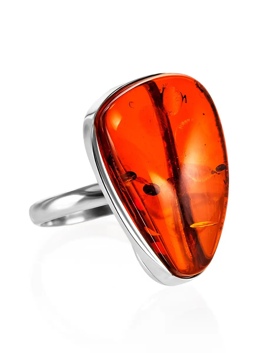 картинка Нарядное кольцо с коньячным янтарем «Лагуна» в онлайн магазине
