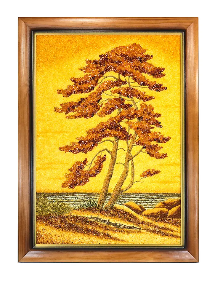 картинка Картина, выложенная натуральным янтарем «Сосна у моря» в онлайн магазине