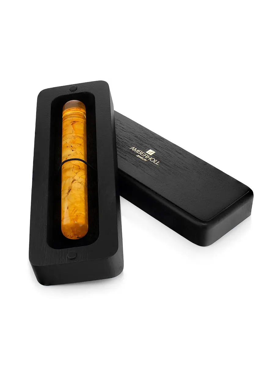 картинка Массажная палочка из натурального формованного янтаря золотистого цвета в онлайн магазине