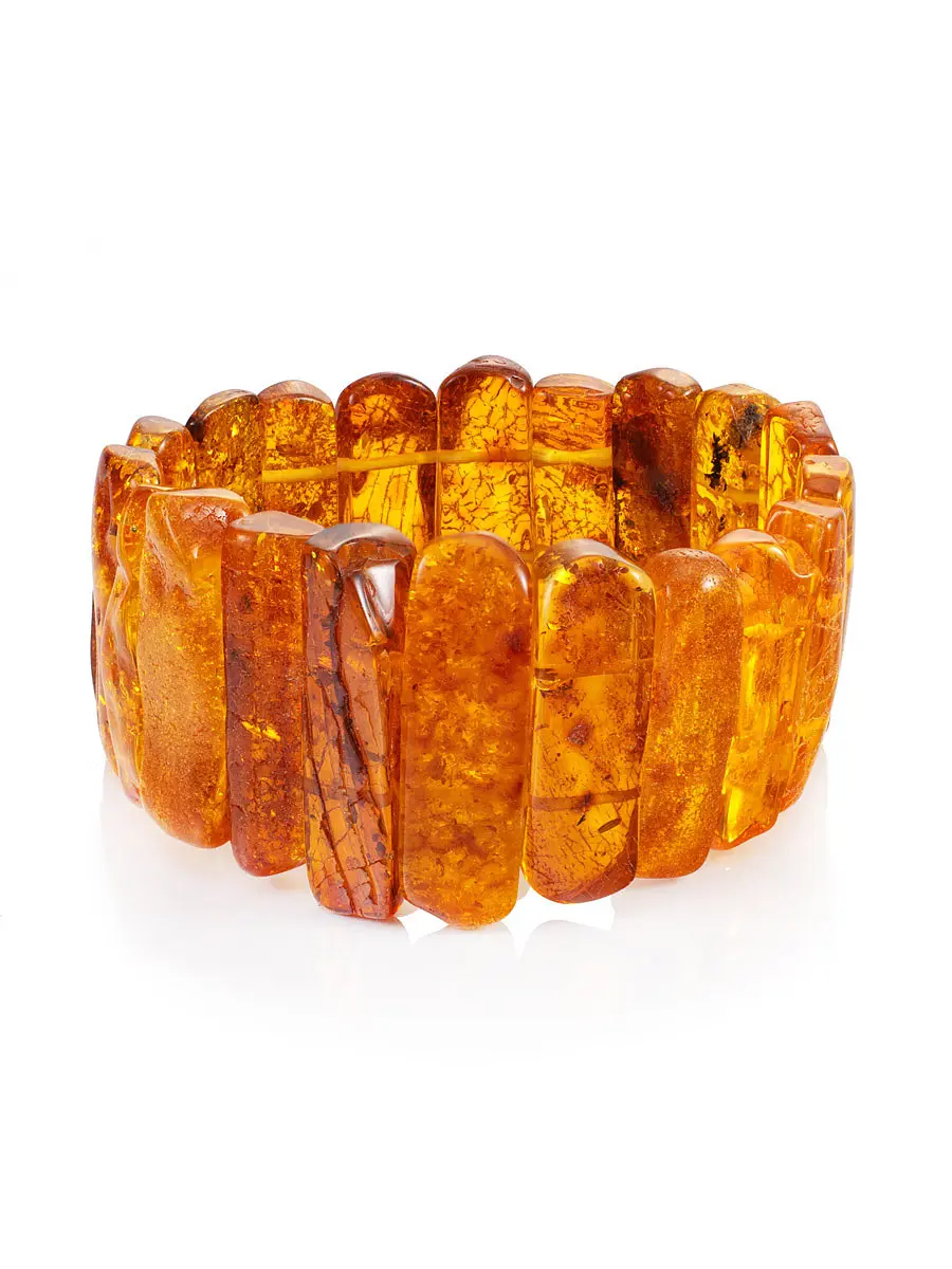 картинка Переливающийся браслет из натурального балтийского янтаря лимонного оттенка «Помпеи» в онлайн магазине