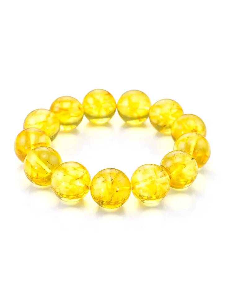 картинка Объёмный браслет из натурального янтаря лимонного цвета «Юпитер» в онлайн магазине