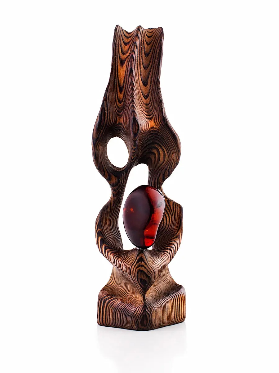 картинка Декоративная статуэтка из дерева и натурального янтаря в онлайн магазине