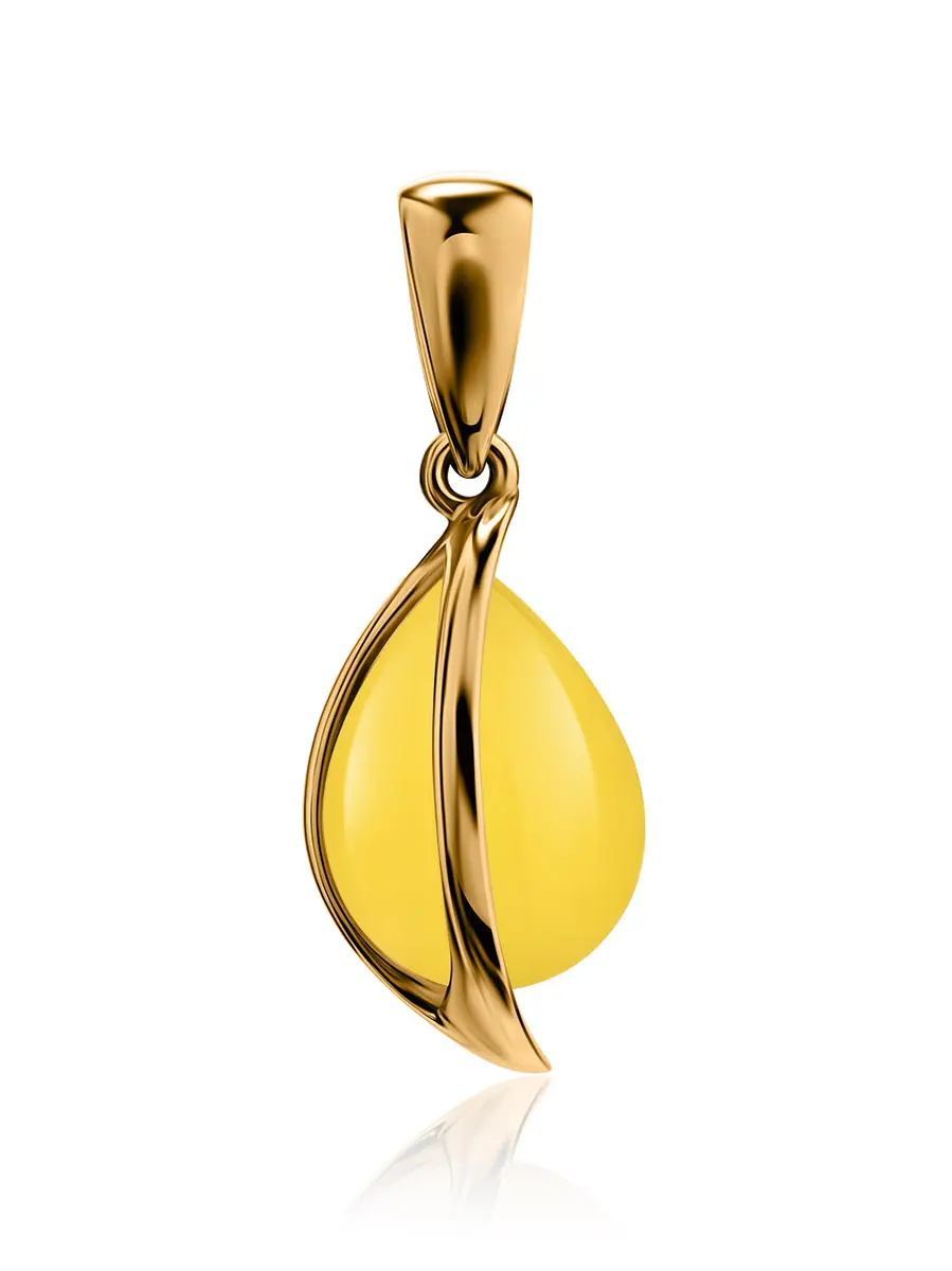 картинка Сияющий позолоченный кулон с медовым янтарём «Голконда» в онлайн магазине