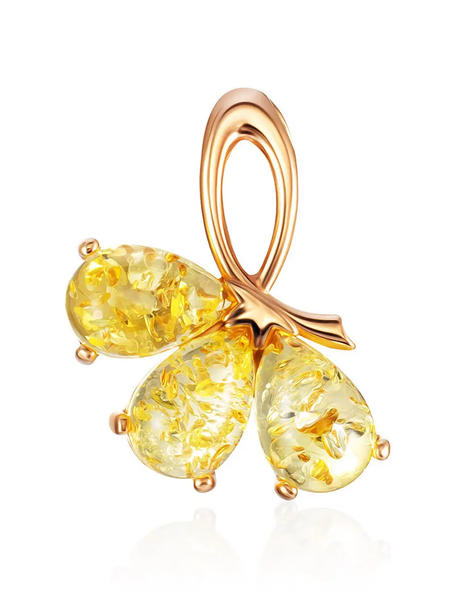 картинка Нежная позолоченная подвеска с янтарём лимонного цвета «Одуванчик» в онлайн магазине