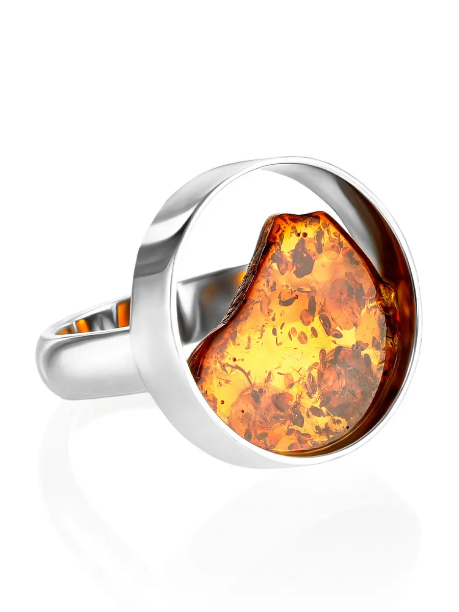 картинка Серебряное кольцо со вставкой из натурального балтийского янтаря «Самум» в онлайн магазине