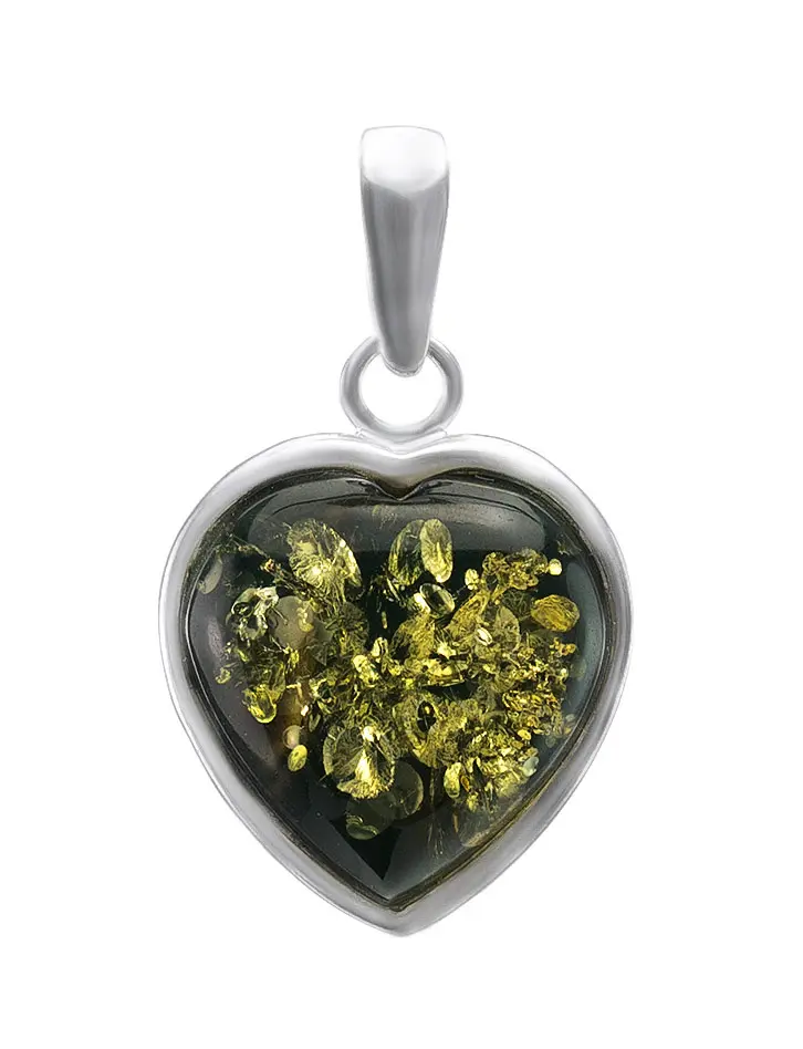 картинка Подвеска в форме сердца London из серебра и зелёного янтаря в онлайн магазине