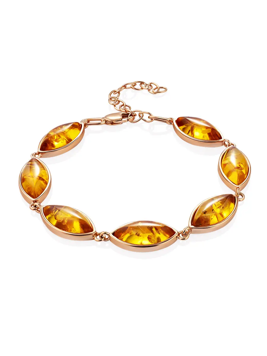 картинка Красивый элегантный браслет с золотистым янтарём «Амарант» в онлайн магазине