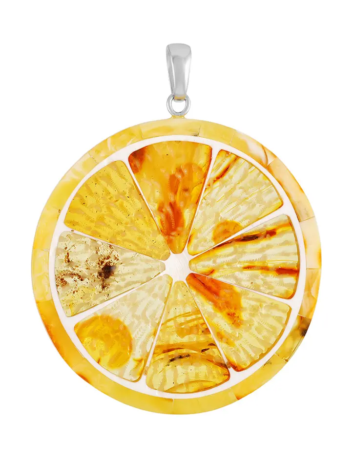 картинка Яркий кулон «Апельсин пёстрый» из натурального янтаря в онлайн магазине