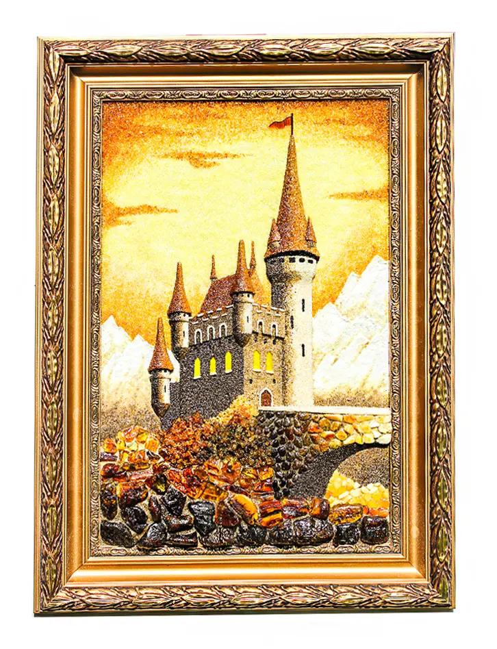 картинка Картина из натурального янтаря «Альпийский замок» 54 х 38 см в онлайн магазине
