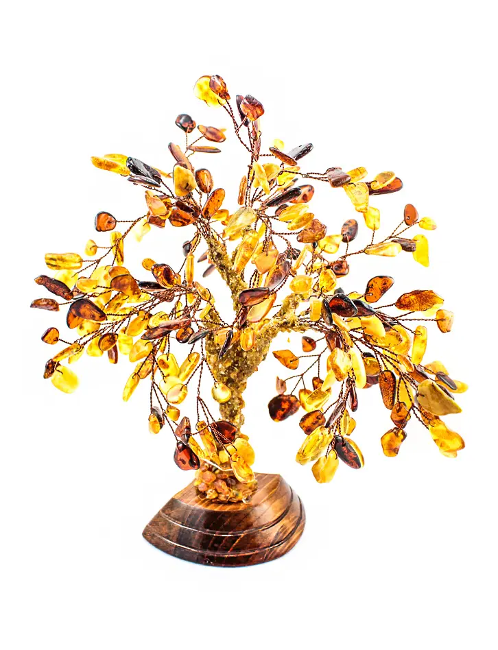 картинка Раскидистое дерево из натурального янтаря на деревянной подставке в онлайн магазине