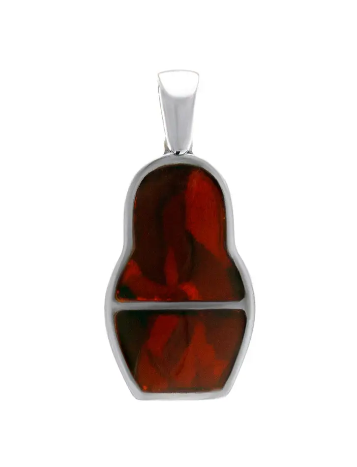 картинка Миниатюрная подвеска Matryoshka® с натуральным вишнёвым янтарём в онлайн магазине