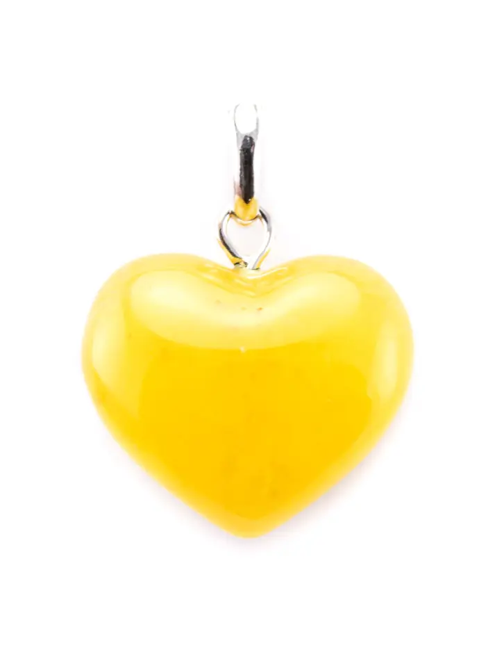 картинка Кулон в виде сердца из натурального янтаря медового оттенка в онлайн магазине