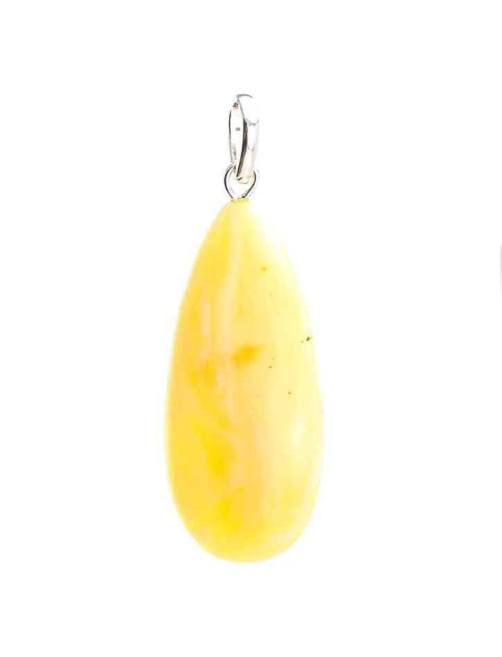картинка Кулон «Капля» из янтаря с пейзажной текстурой молочно-медового цвета в онлайн магазине