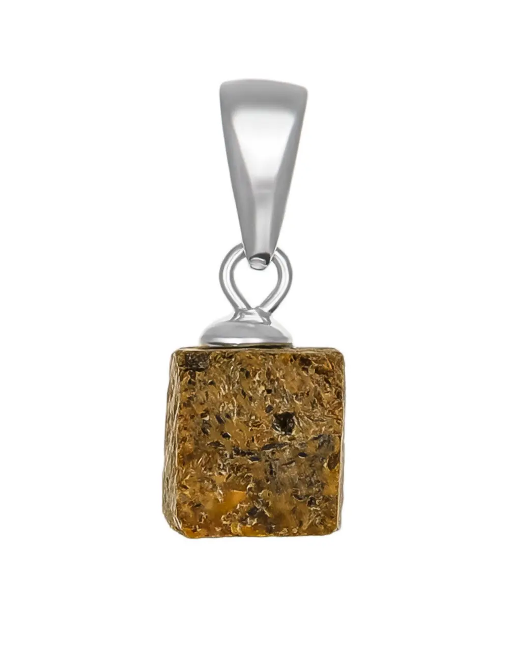 картинка Минималистичный кулон «Рафинад» с природным янтарём в онлайн магазине