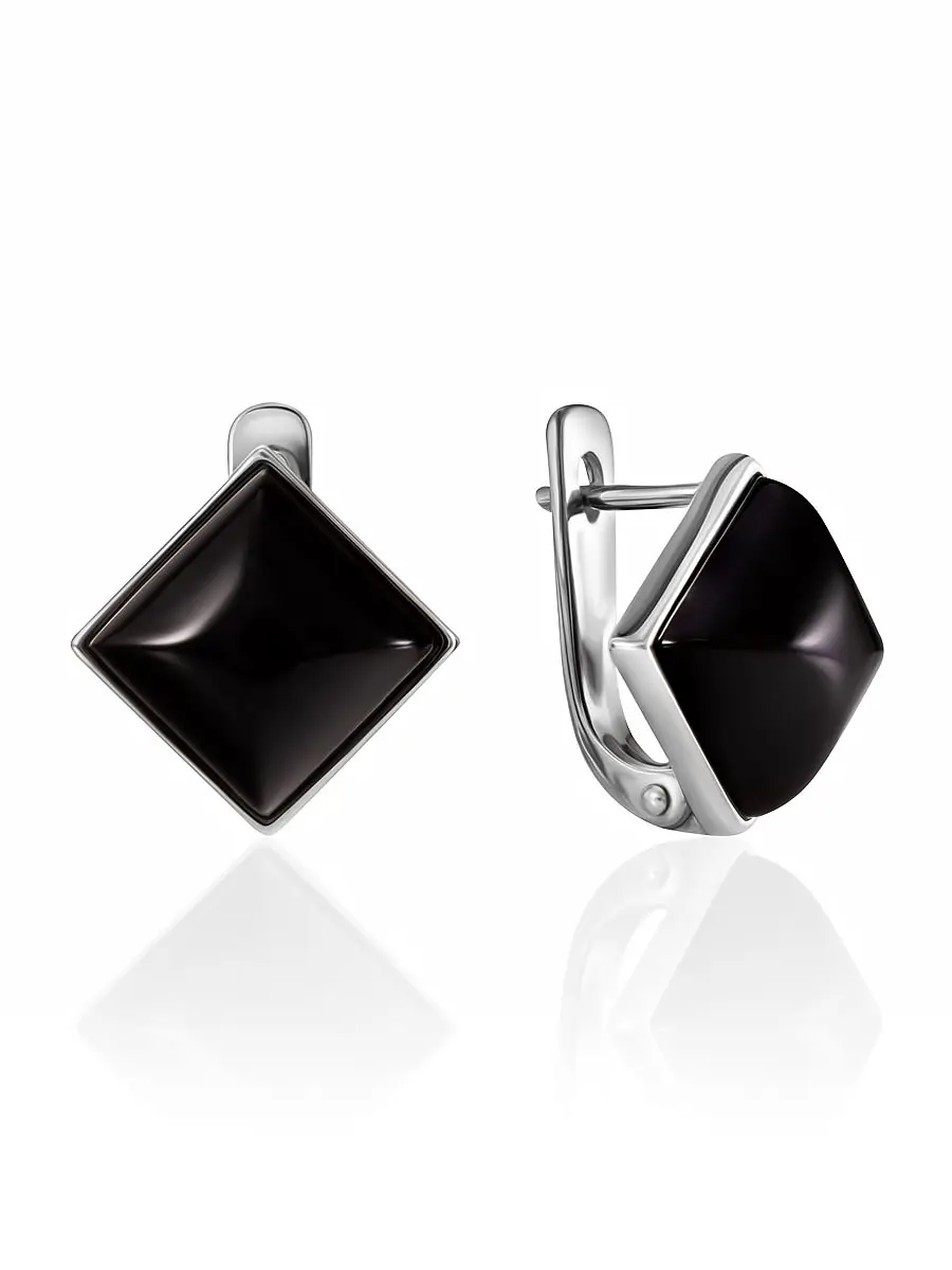 картинка Серьги  «Овация» с тёмно-вишнёвым янтарём в онлайн магазине