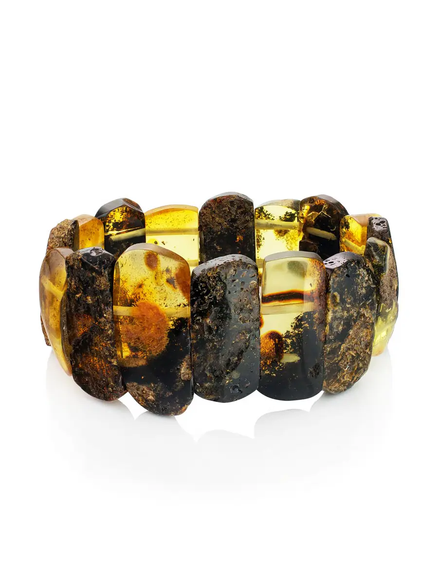 картинка Красивый браслет «Помпеи» из натурального балтийского янтаря с природной текстурой в онлайн магазине
