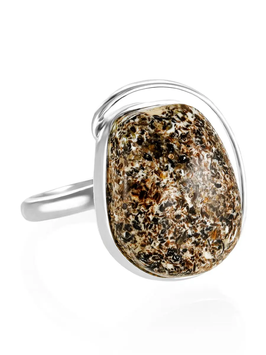 картинка Кольцо из серебра со вставкой из текстурного янтаря в онлайн магазине