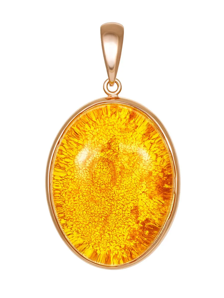 картинка Нарядная подвеска из натурального лимонного янтаря в золочёном серебре в онлайн магазине