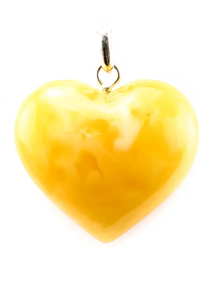 картинка Кулон из крупного пейзажного янтаря «Сердце медовое» в онлайн магазине