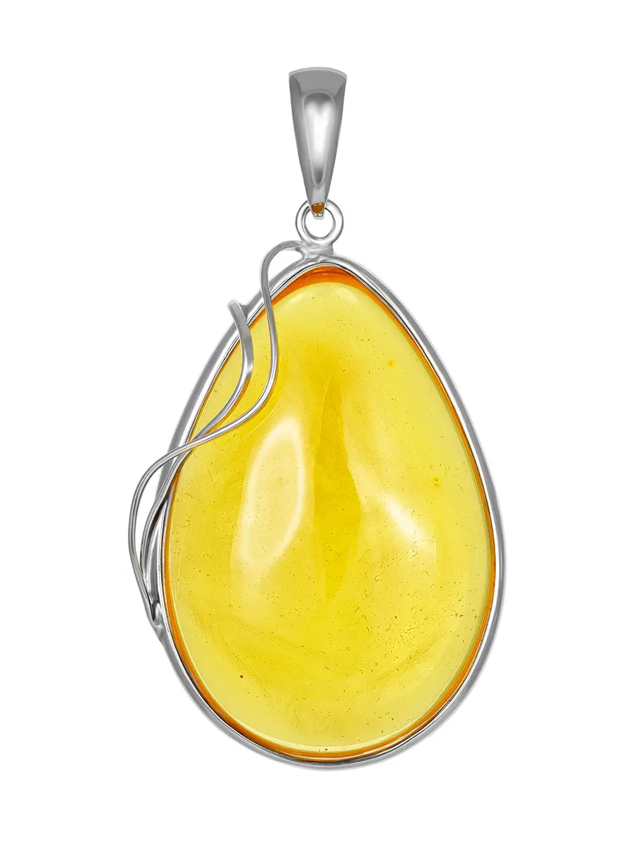 картинка Подвеска-капля из янтаря с красивой полупрозрачной текстурой лимонного цвета в онлайн магазине