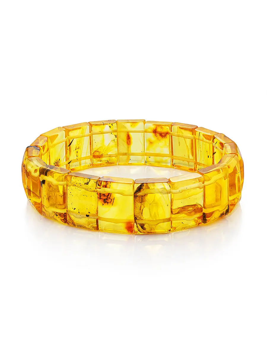 картинка Яркий солнечный браслет из натурального балтийского янтаря лимонного цвета «Пирамидка» в онлайн магазине