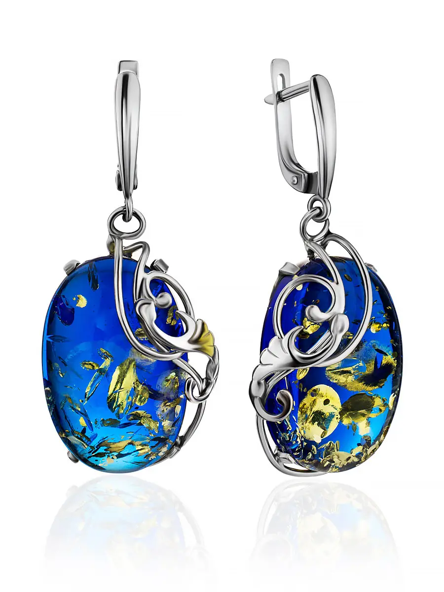 картинка Серьги из серебра и синего янтаря с искрами «Версаль» в онлайн магазине
