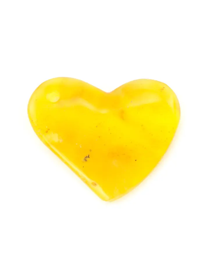 картинка Подвеска-сердечко из натурального янтаря яркого лимонного цвета с полупрозрачной текстурой в онлайн магазине