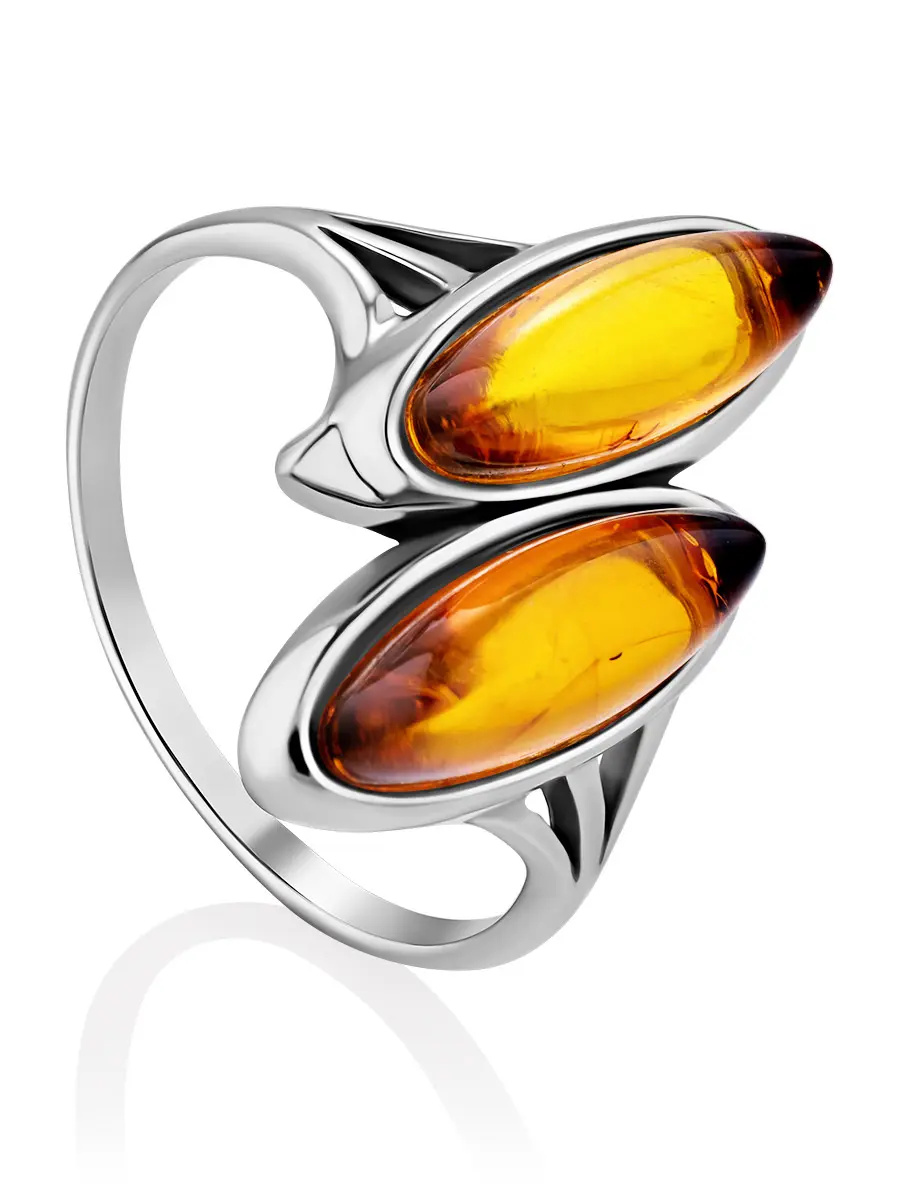 картинка Авторское кольцо из серебра с балтийским янтарём «Барселона»  в онлайн магазине